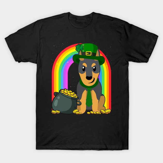 Doberman Rainbow Irish Clover St Patrick Day Dog Gift design T-Shirt by theodoros20